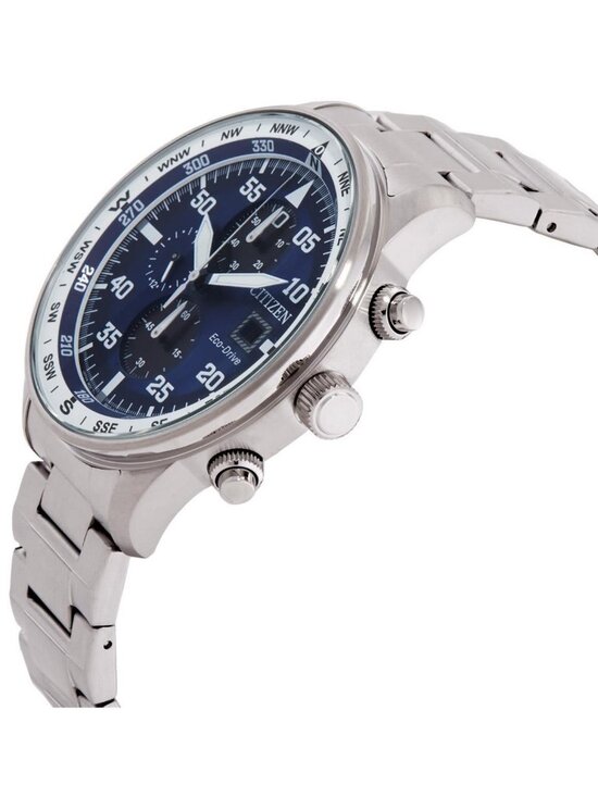 NWT Citizen Aviator Eco-Drive Chronograph Blue Dial Men\'s Watch